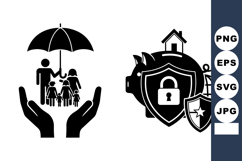 Insurance Protection Icons Set for Security Graphics Product Image 1