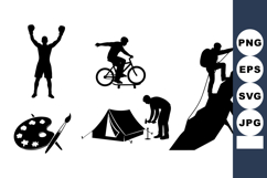 Outdoor Adventure Silhouettes Vector Bundle for Crafts Product Image 1