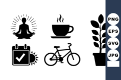 Minimalist Wellness Lifestyle Vector Icon Set Product Image 1