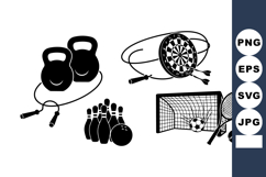Vector Sports Equipment Clipart Bundle for Fitness Designs Product Image 1