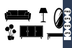 Minimalist Black Silhouette Home Decor Icon Set Bundle Product Image 1