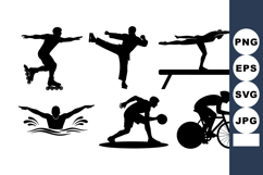 Fitness Sports Silhouette Vector Clipart Set Product Image 1