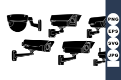 Vector Security Camera Silhouette Clipart Set Product Image 1