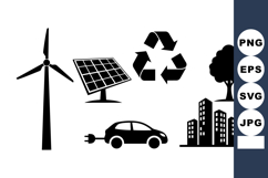 Eco Sustainability Vector Icon Set for Green Design Product Image 1