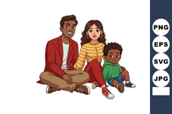 Diverse family sitting together smiling casual clothing happ Product Image 1