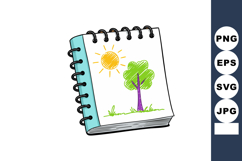 Spiral notebook with hand drawn sun and tree nature sketch o Product Image 1
