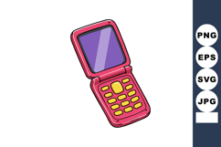 Flip phone vector illustration with purple screen and yellow Product Image 1