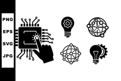 Technology Icons Microchip Lightbulb Network Vector Product Image 1
