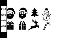 Christmas Holiday Icon Set with Santa and Gifts Product Image 1