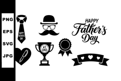 Fathers Day Icons with Trophy Tie Mustache Heart Ribbon Product Image 1