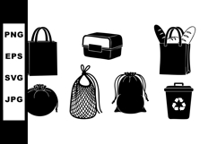 Reusable Grocery Bags and Eco Containers Vector Product Image 1