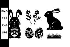 Easter Rabbits Holding Decorated Eggs Vector Product Image 1