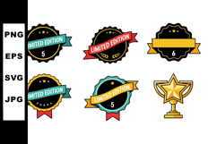 Limited Edition Badges with Stars &amp; Ribbons Vector Product Image 1
