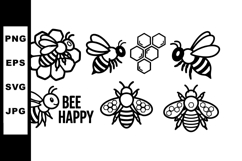 Bee Icons and Honeycomb Vector Set with Happy Message Product Image 1