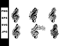 Decorative Treble Clef Vector with Floral Elements Product Image 1