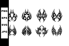 Tribal Flame Tattoo Vector Designs Set of Eight Product Image 1