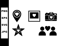 Love Icons Set with Heart Symbols Vector Product Image 1