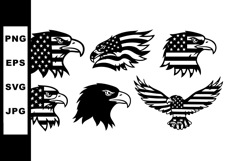 American Bald Eagle Head and Wings Vector Set Product Image 1
