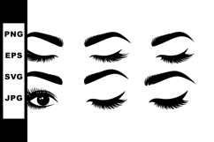 Eyebrows and Eyelashes Vector Set with Eye Expressions Product Image 1