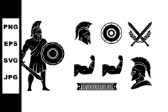 Spartan Warrior Soldier Helmet Shield Sword Vector Product Image 1