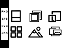 Set of Six Simple Black Line Photo Icons Vector Product Image 1