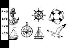 Nautical Marine Elements Collection Vector Illustration Product Image 1