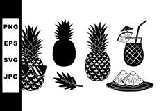 Pineapple Silhouette Collection with Tropical Leaf and Cockt Product Image 1