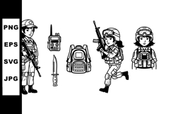 Female Soldier Vector Set with Military Gear and Combat Pose Product Image 1