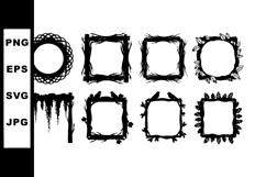 Abstract Black Grunge Vector Frames Set with Rough Edges Product Image 1