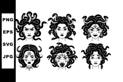 Medusa Head Mythical Creature Snakes Hair Emotions Vector Product Image 1