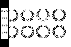 Laurel Wreath Vector Set with 8 Circular Leaf Designs Product Image 1