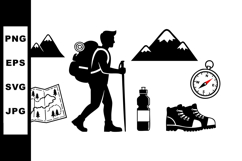Mountain Hiking Adventure with Backpacker Vector Design Product Image 1