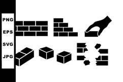 Brick Wall Construction Building Blocks Vector Icons Product Image 1