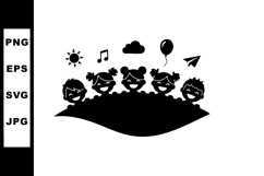 Children Playing with Sun Cloud Balloon Music Icons Vector Product Image 1
