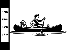 Canoe Paddler on Calm Water Vector Illustration Product Image 1