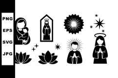 Religious Icons Featuring Virgin Mary and Saints Vector Illu Product Image 1