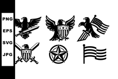 American Eagle Symbols with Shields and Flags Product Image 1