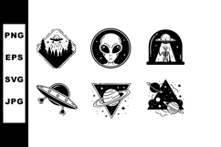 Alien and UFO Vector Icons with Cosmic Themes Product Image 1