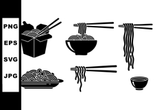 Asian Style Noodles with Chopsticks Vector Set Product Image 1