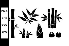 Bamboo Stalks Leaves Vector Set with Shoots and Seeds Product Image 1