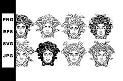 Medusa Heads with Different Hair Styles Vector Set Product Image 1