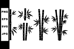 Bamboo Stalks Black Silhouette Vector Art with Leaves Product Image 1