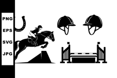 Equestrian Horse Jumping Helmet Horseshoe Vector Set Product Image 1