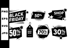 Black Friday Sale Discount Tags &amp; Labels Vector Product Image 1