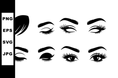 Black Eyelashes and Eyebrows Vector Set for Beauty Product Image 1