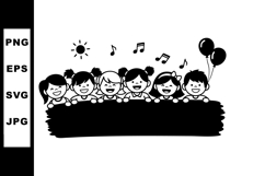Children Singing and Playing with Balloons Vector Illustrati Product Image 1