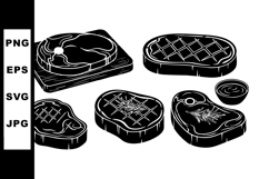 Various Steak Cuts on Cutting Boards Vector Product Image 1