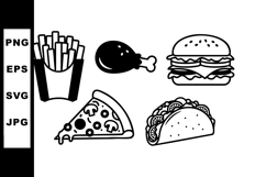 Fast Food Icons Set Burger Fries Taco Pizza Product Image 1