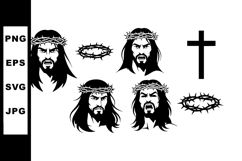 Jesus Christ Crown of Thorns Vector Set with Cross Product Image 1