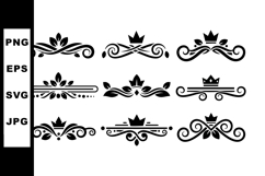 Black Crown Design Elements with Floral Swirls Vector Product Image 1